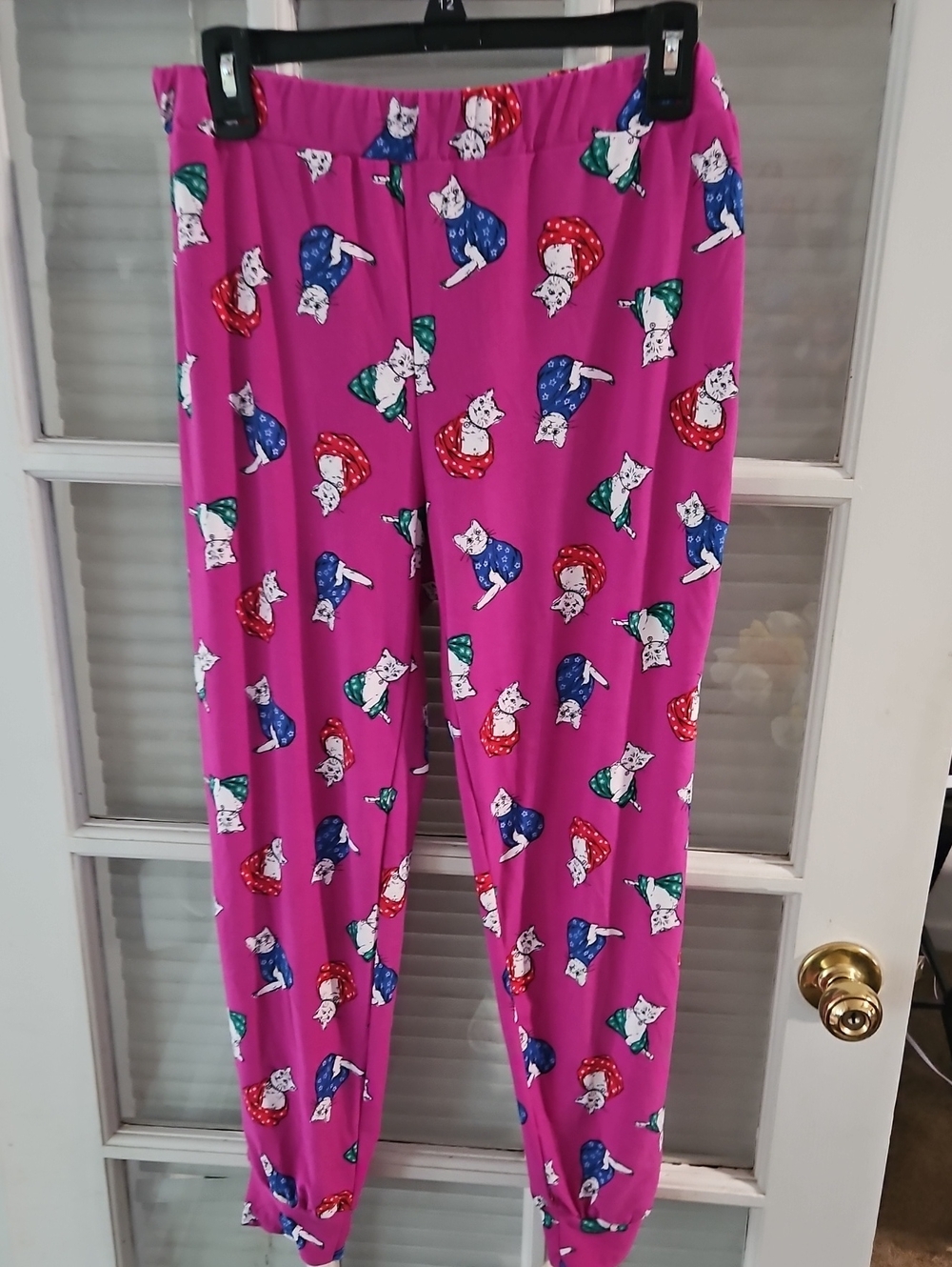 ❤️ Simple Pleasures Ladies Pink Cat Print Pajama Pants. Sz Large